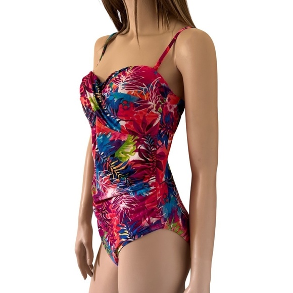 πΈ George One Piece Swimsuit Embedded Padded Bra Ruching Cross Over Cups Tiki - Picture 7 of 15